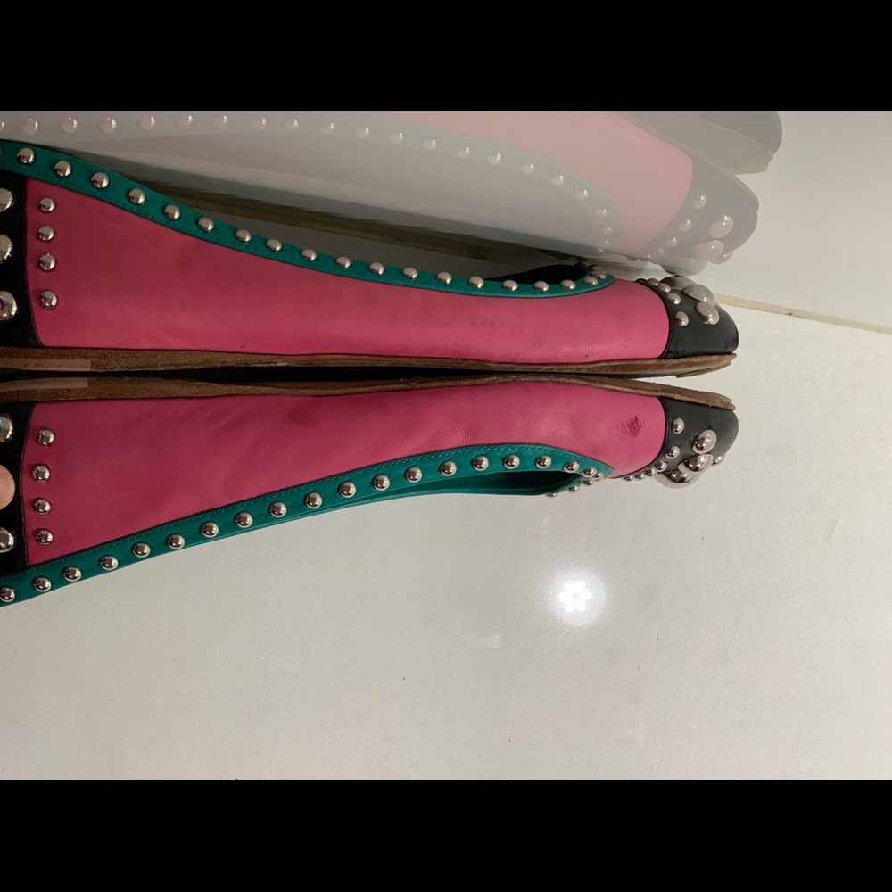 Prada Shoes size 7.5 pink green with brand new soles and serious embellishments - Picture 11 of 12